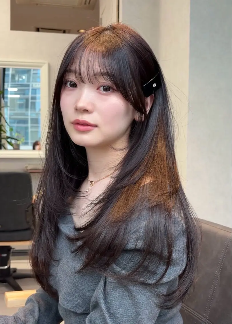 セミロング カラー カット ヘアカラー トリートメント レイヤーカット/ 透明感カラー/あさかのヘアスタイル