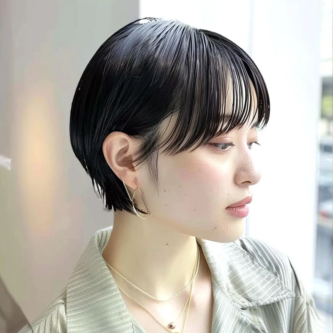 ショート ボブ 髪質改善 ショートヘア 縮毛矯正 酸性ストレート レヴ　草加駅3分🌻 ✂️早朝深夜営業🌱のヘアスタイル