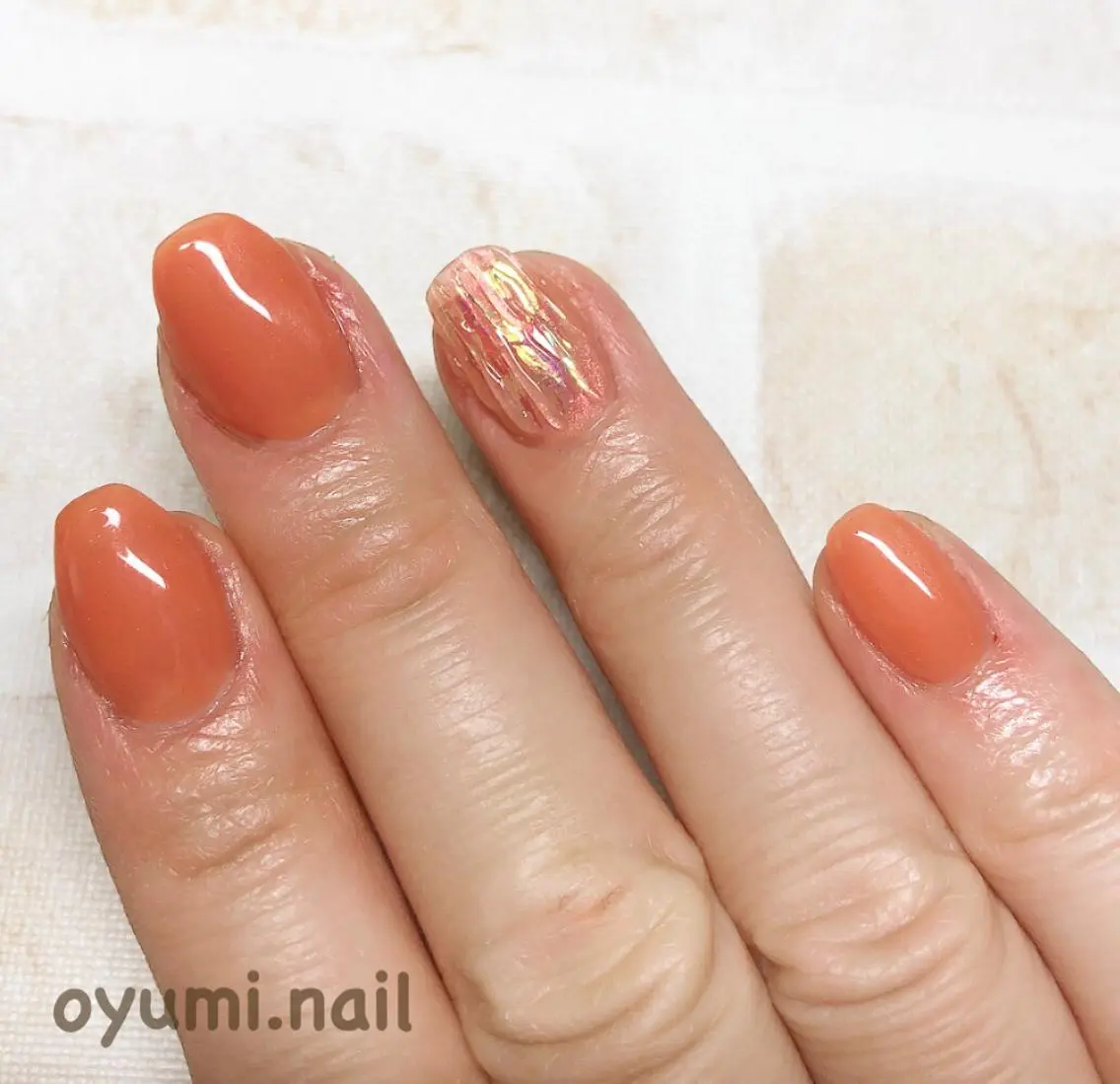 ネイル ジェルネイル グラデーション オレンジ パラジェル ハンドネイル takanashi yumiのネイルデザイン