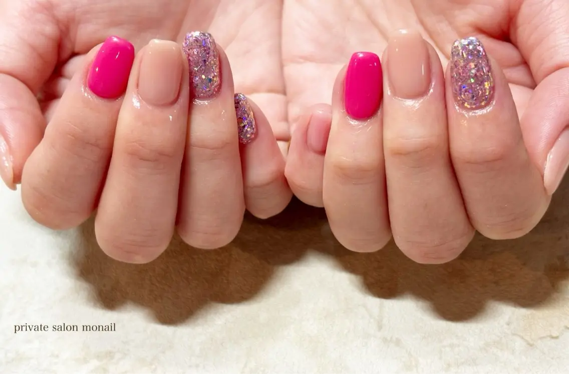 ネイル ピンク ハンドネイル nail salon monailのネイルデザイン
