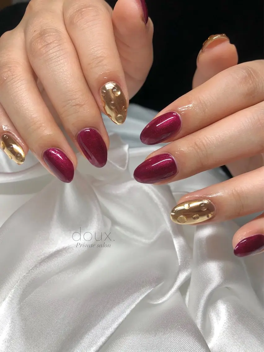 ネイル フレンチネイル 韓国ネイル マグネットネイル ミラーネイル ニュアンスネイル doux. nailのネイルデザイン