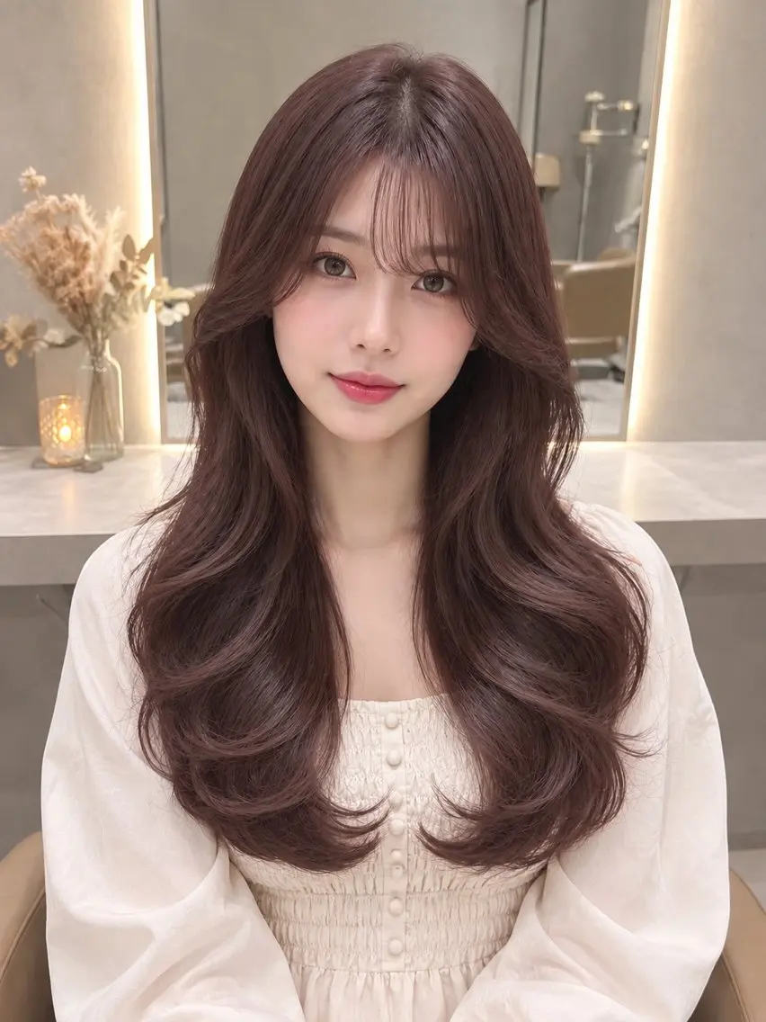 ロング カラー カット ヘアカラー トリートメント 韓国風ヘア✻透明感 カラー✻yukaのヘアスタイル