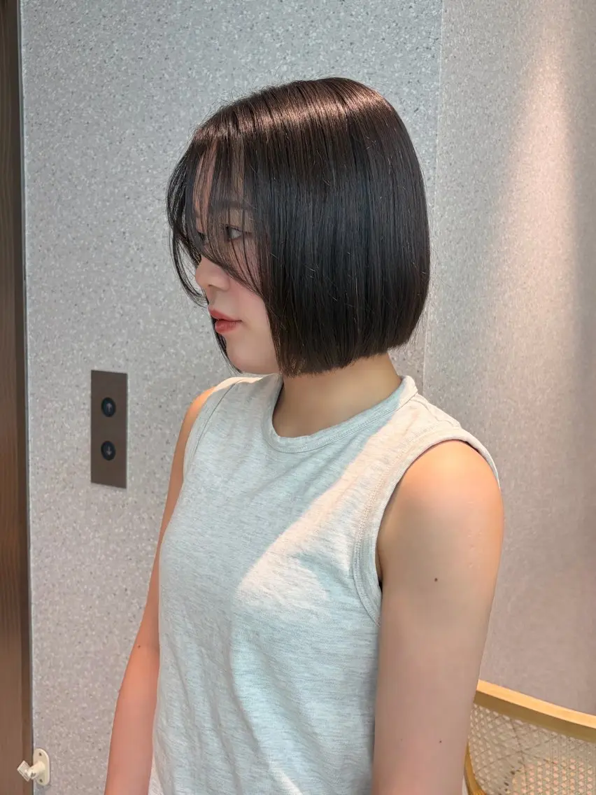 ミディアム カラー ボブ カット トリートメント saya🍀/透明感 カラー/ヘアセットのヘアスタイル