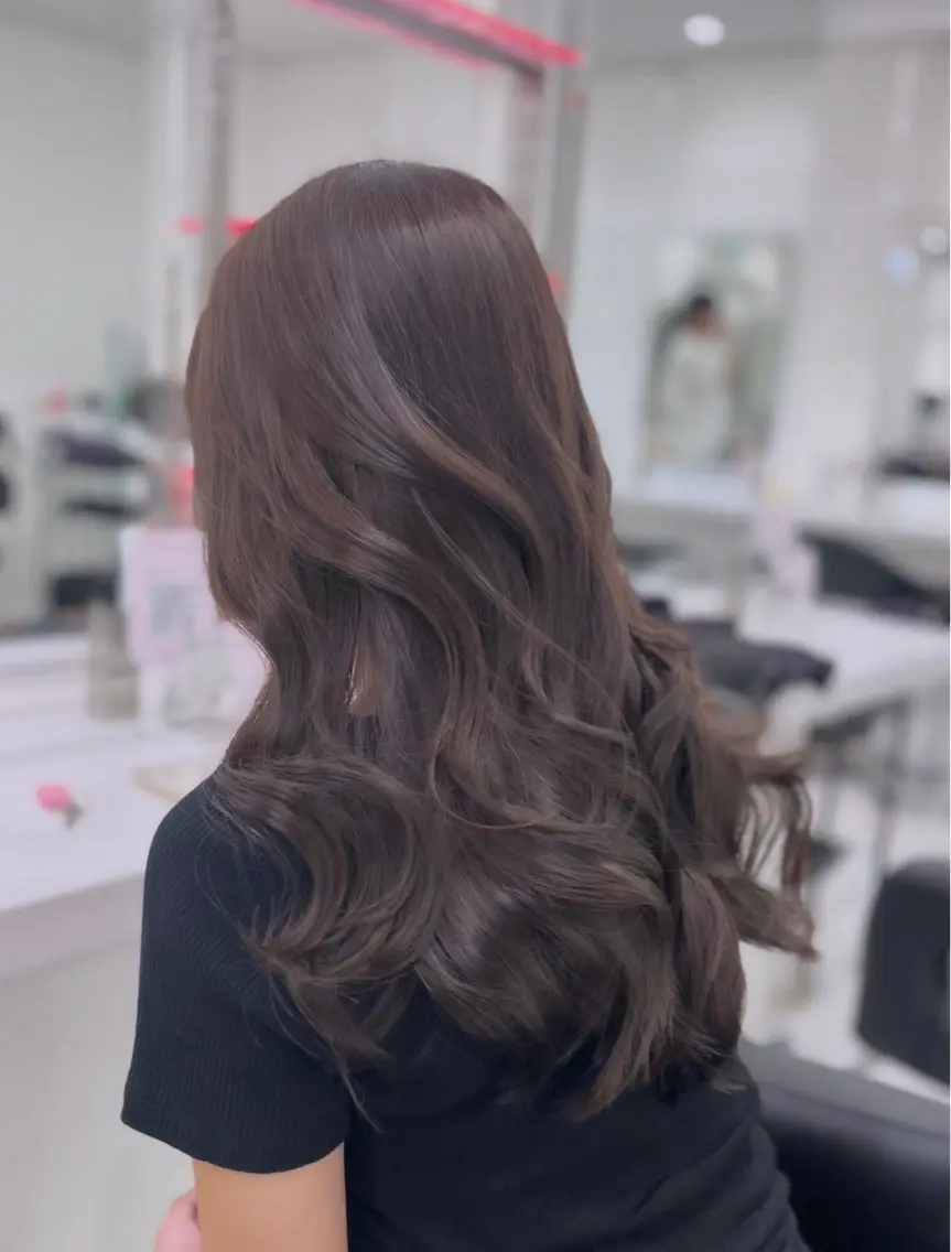 ロング カラー ヘアカラー トリートメント ヘアセット 💛ミルクティー 色落ち可愛い💛のヘアスタイル