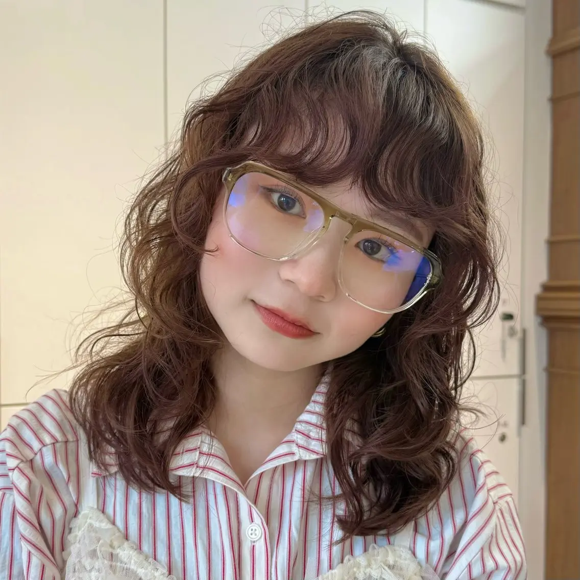 セミロング セミロングパーマ 顔周りカット レイヤーカット レイヤー/艶カラー /パーマ💚千琴のヘアスタイル