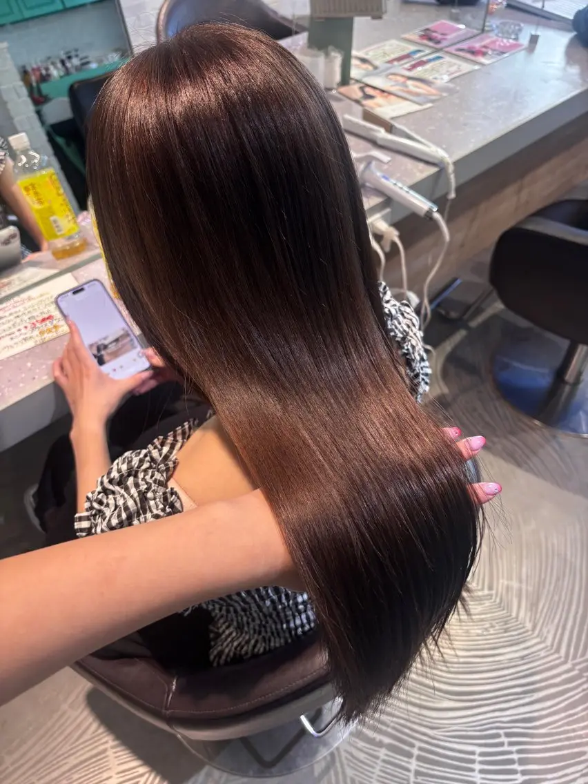 ロング ヘアカラー トリートメント ヘッドスパ 透明感カラー/ 赤み消し🤍ricoのヘアスタイル