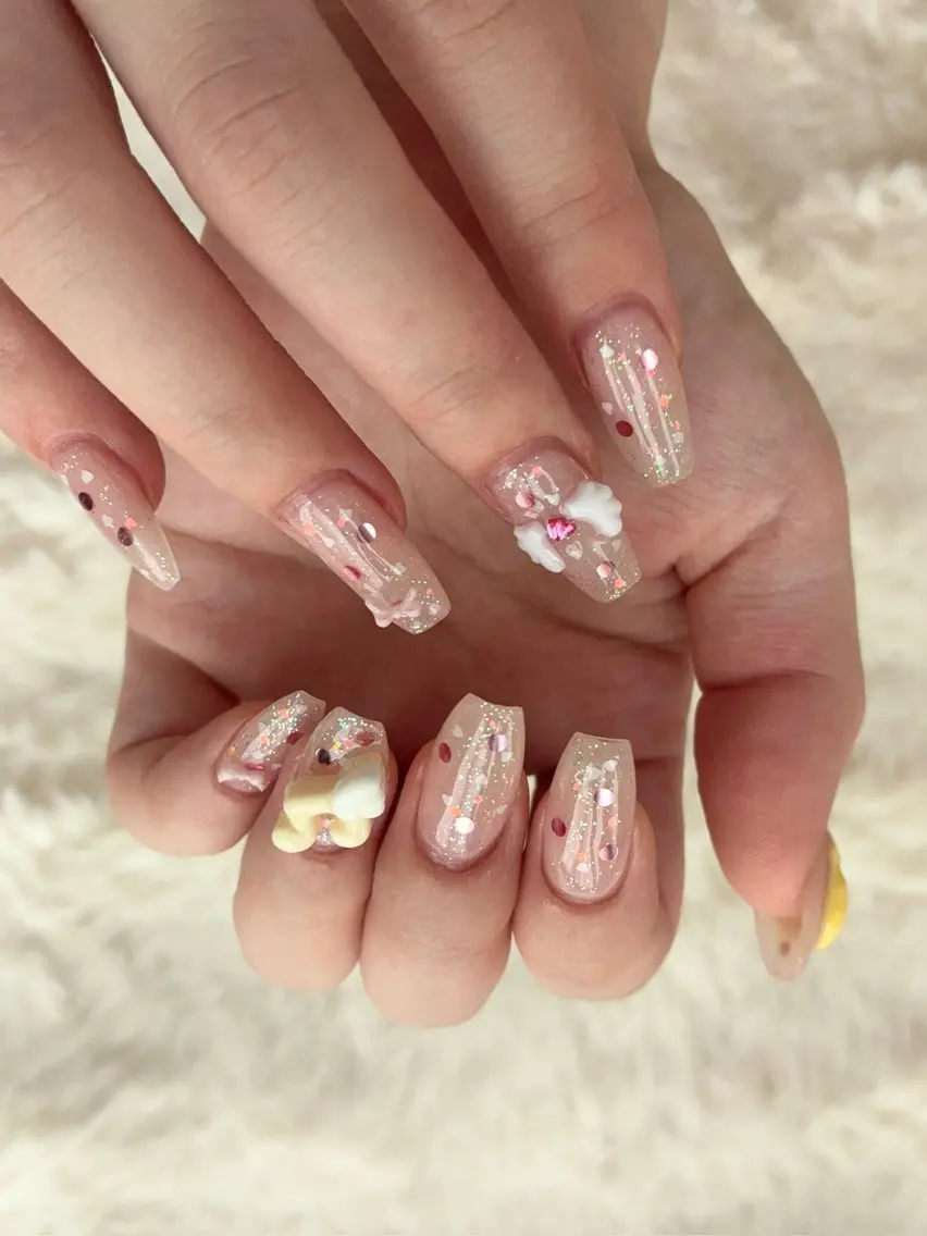 ネイル アートネイル ガーリー 持ち込み ニュアンスネイル ハンドネイル kiri nail キリネイルのネイルデザイン