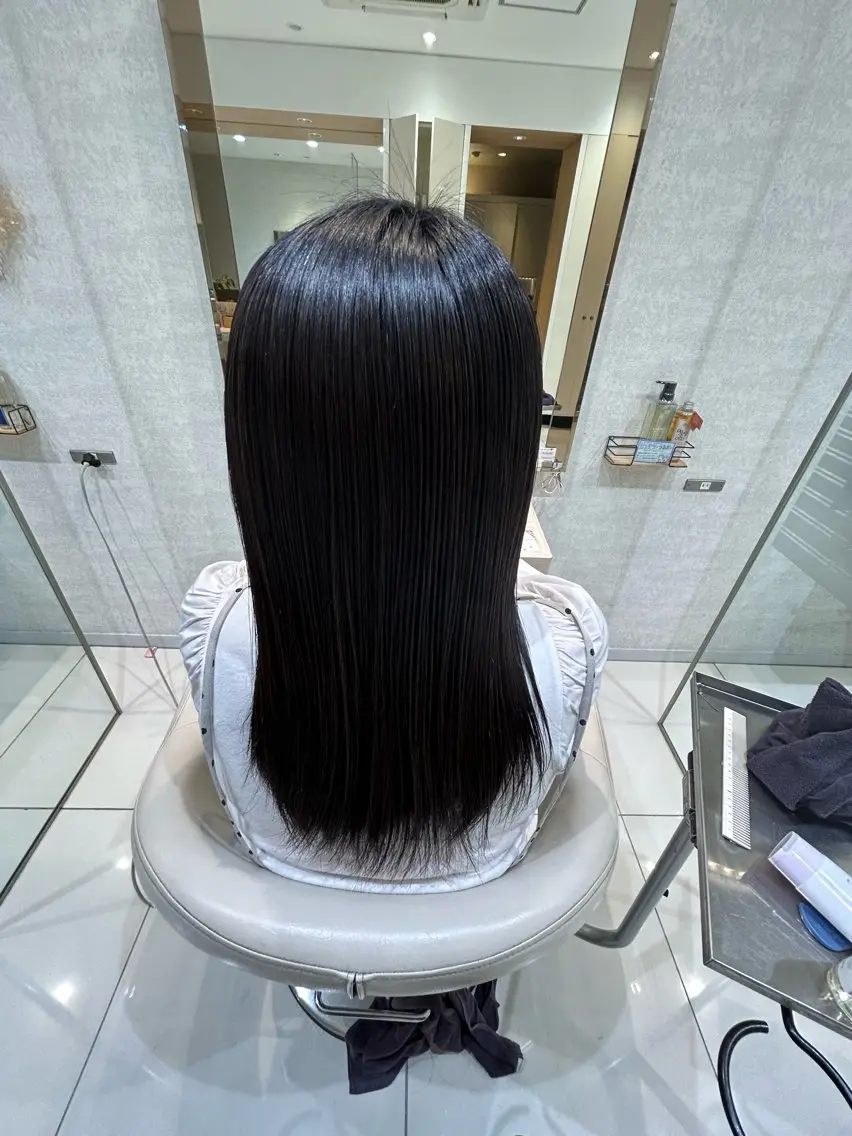 ロング カラー 黒髪 ブルーカラー ブルーブラック ヘアカラー メンズカット/パ ーマ/スズキショウタのヘアスタイル