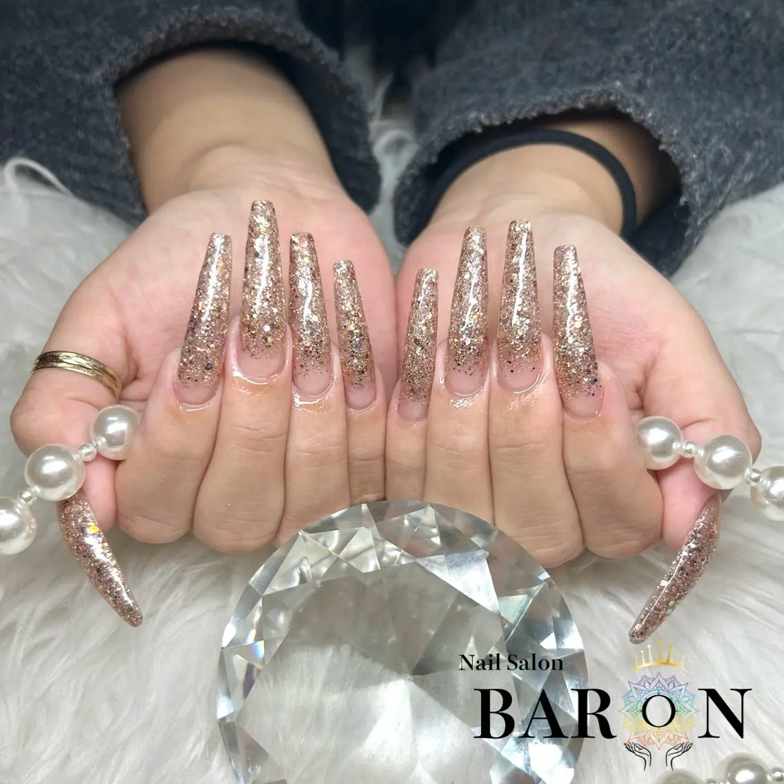 ネイル グラデーション ラメ(グリッター) ラメグラデーション ハンドネイル ♛︎BARON♛︎ SUMIRE.のネイルデザイン