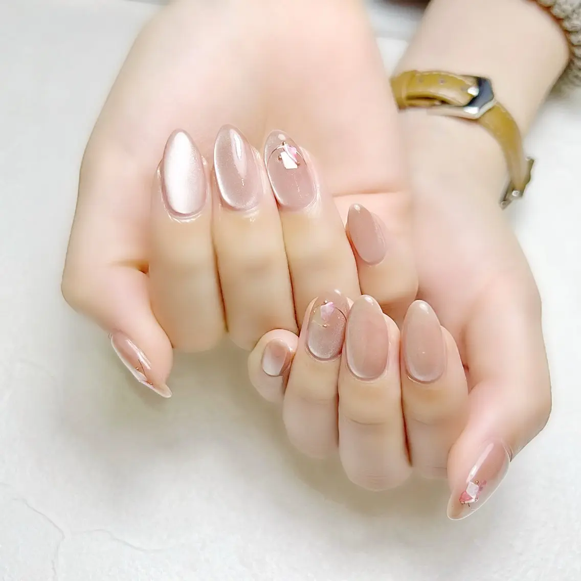 ネイル マグネットネイル オフィスネイル ワンカラーネイル ピンク シンプルネイル rouse nail RISATOのネイルデザイン