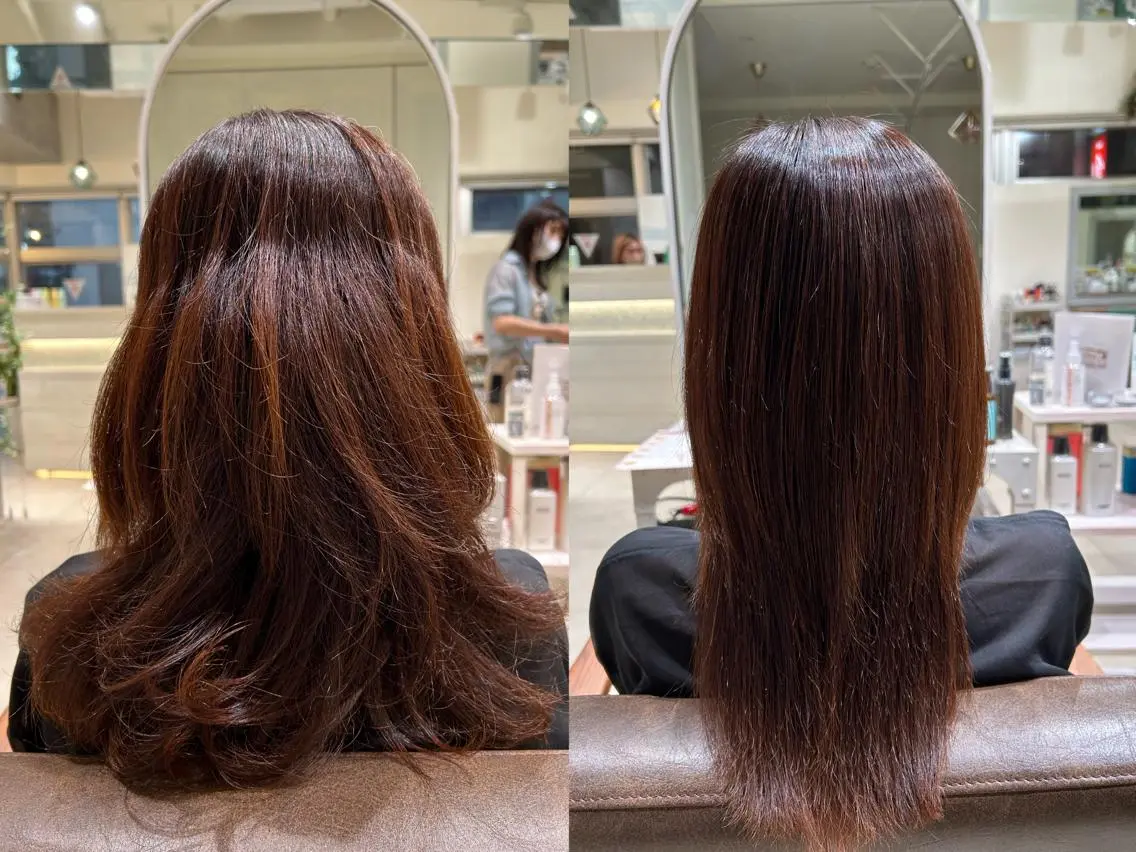 セミロング 縮毛矯正 縮毛矯正 艶カラー🩵中久保 舞優🩵のヘアスタイル