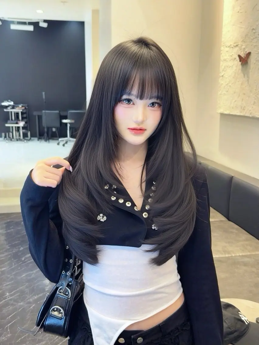 ロング カット ヘアカラー トリートメント 韓国✖️網紅🖤 パーマYURIYAのヘアスタイル