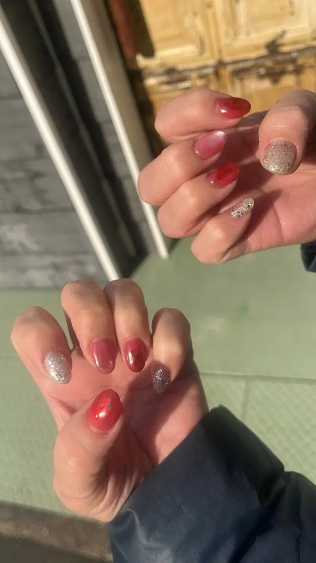 ネイル フラッシュネイル マグネットネイル ニュアンスネイル シンプルネイル バレンタイン SAKU nail 作島茜のネイルデザイン