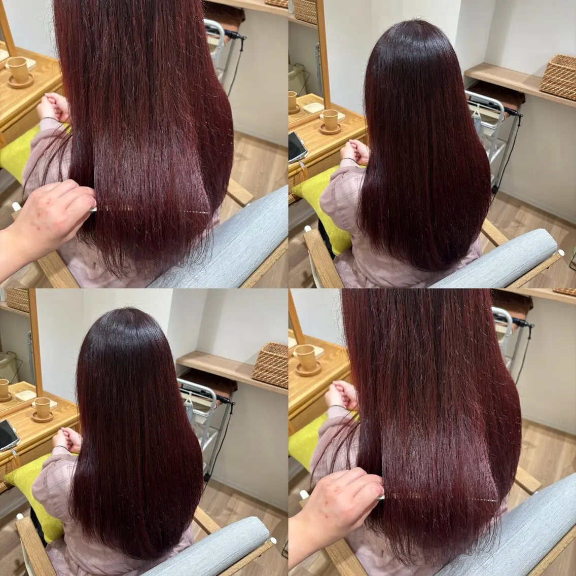 ロング カラー レッドカラー ヘアカラー トリートメント RINNO🌷透明感 カラー/髪質改善のヘアスタイル