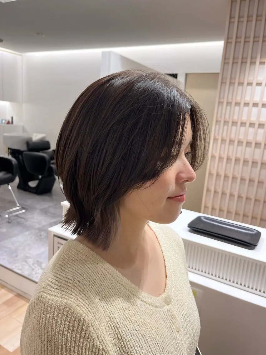 ミディアム カット ヘアカラー トリートメント お肌映えカラー/ レイヤーカット/田代のヘアスタイル