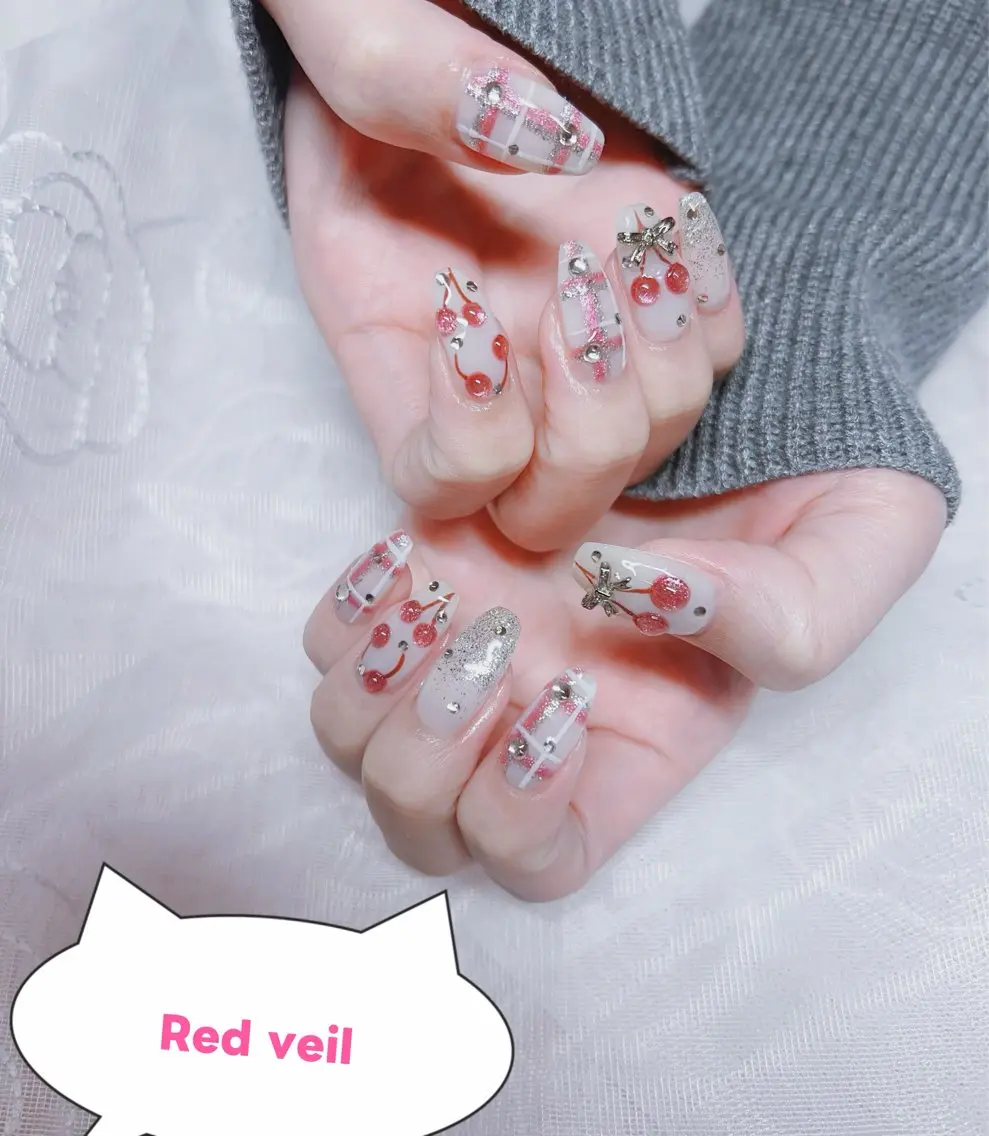 ネイル アートネイル ジェルネイル 韓国ネイル 春ネイル ワンホンネイル ハンドネイル red veil ネイルのネイルデザイン