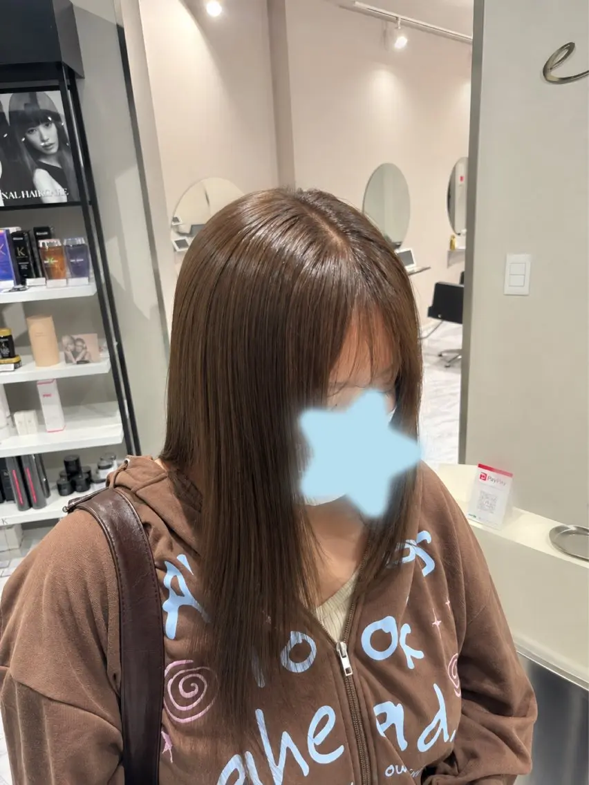 ロング カラー ベージュカラー オリーブベージュ カット ヘアカラー トリートメント 艶カラー/オリーブ ボブ/miyuu🥣のヘアスタイル