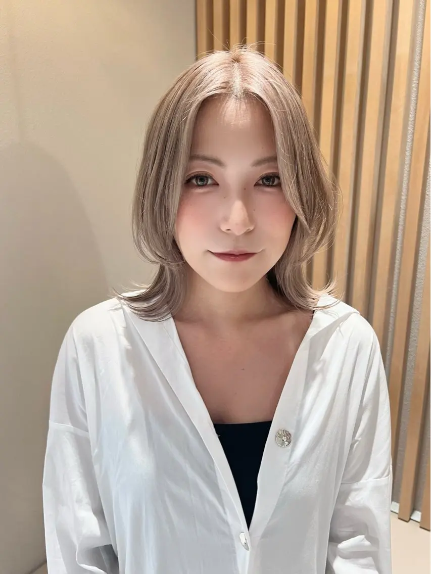ミディアム カラー ヘアカラー トリートメント 興津/韓国レイヤー ダブルカラー美髪縮毛のヘアスタイル