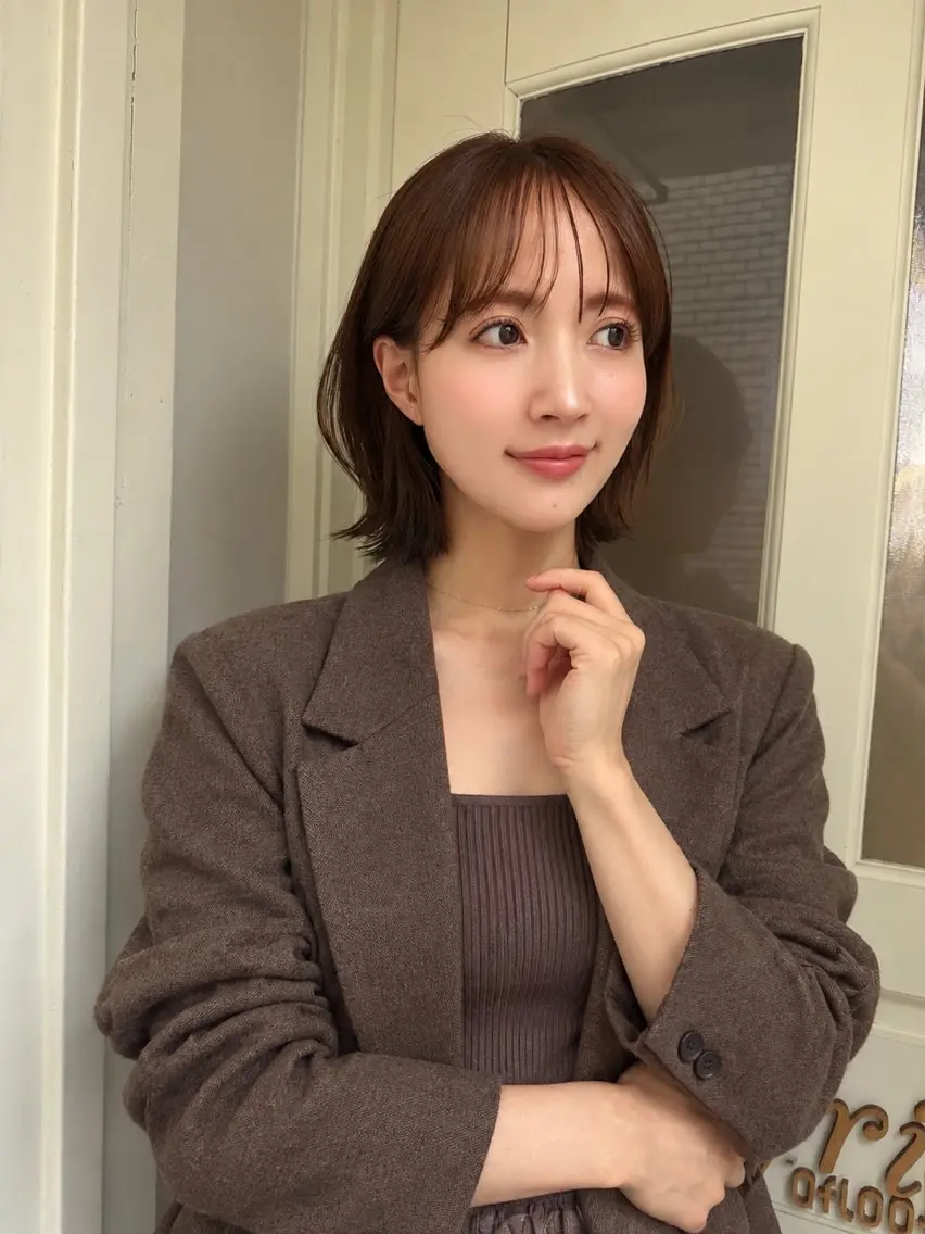 ミディアム ボブ くびれヘア 鎌倉 彩のヘアスタイル