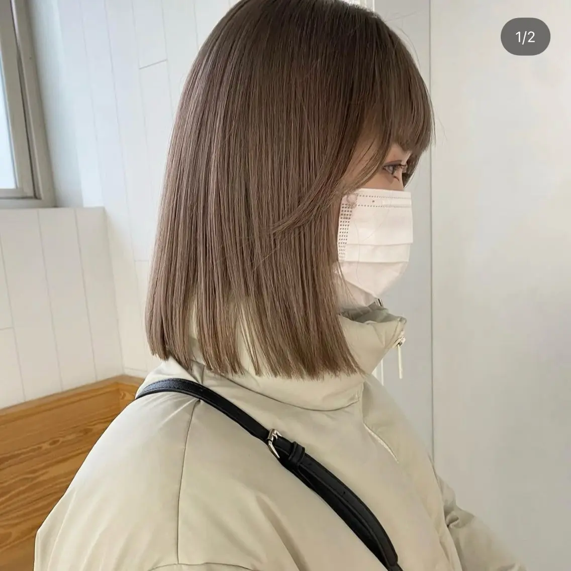 ミディアム カット ヘアカラー 縮毛矯正 トリートメント 艶髪✨×顔周りカット 🧚ナツホのヘアスタイル