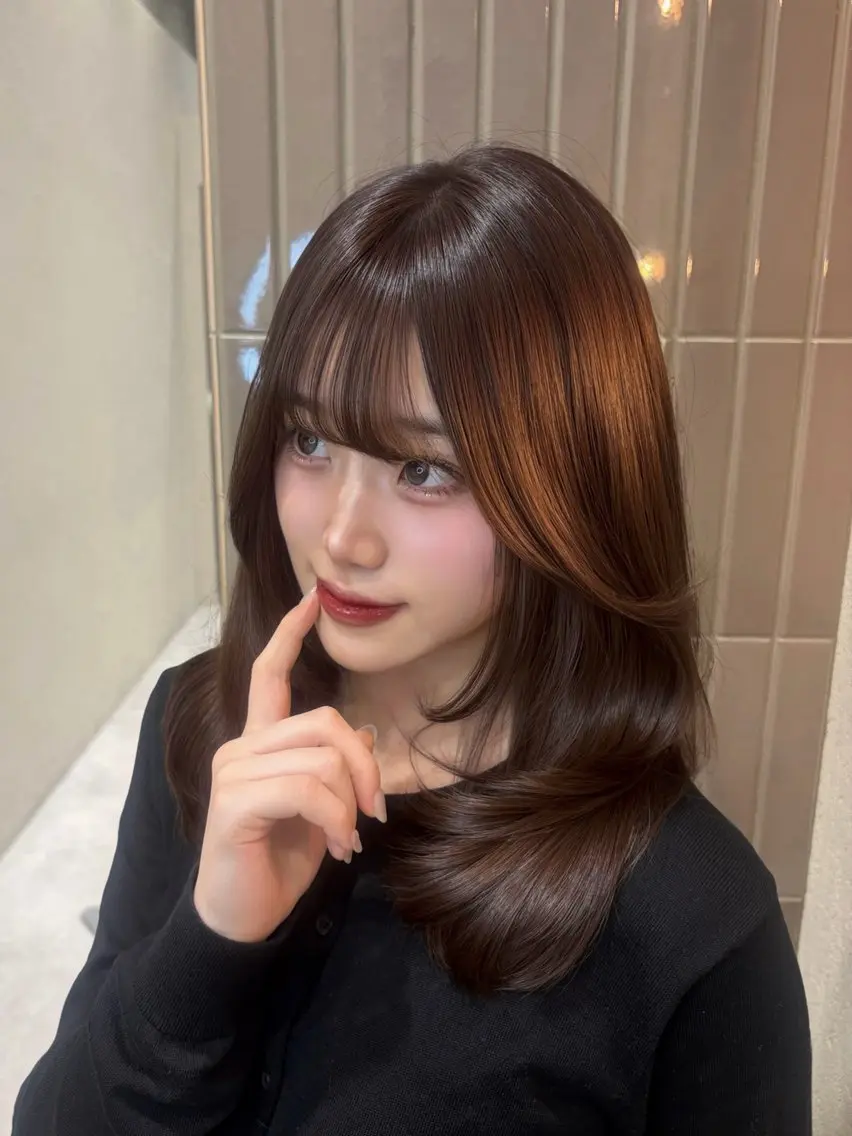 セミロング カラー キッズ 渡海 みのりのヘアスタイル