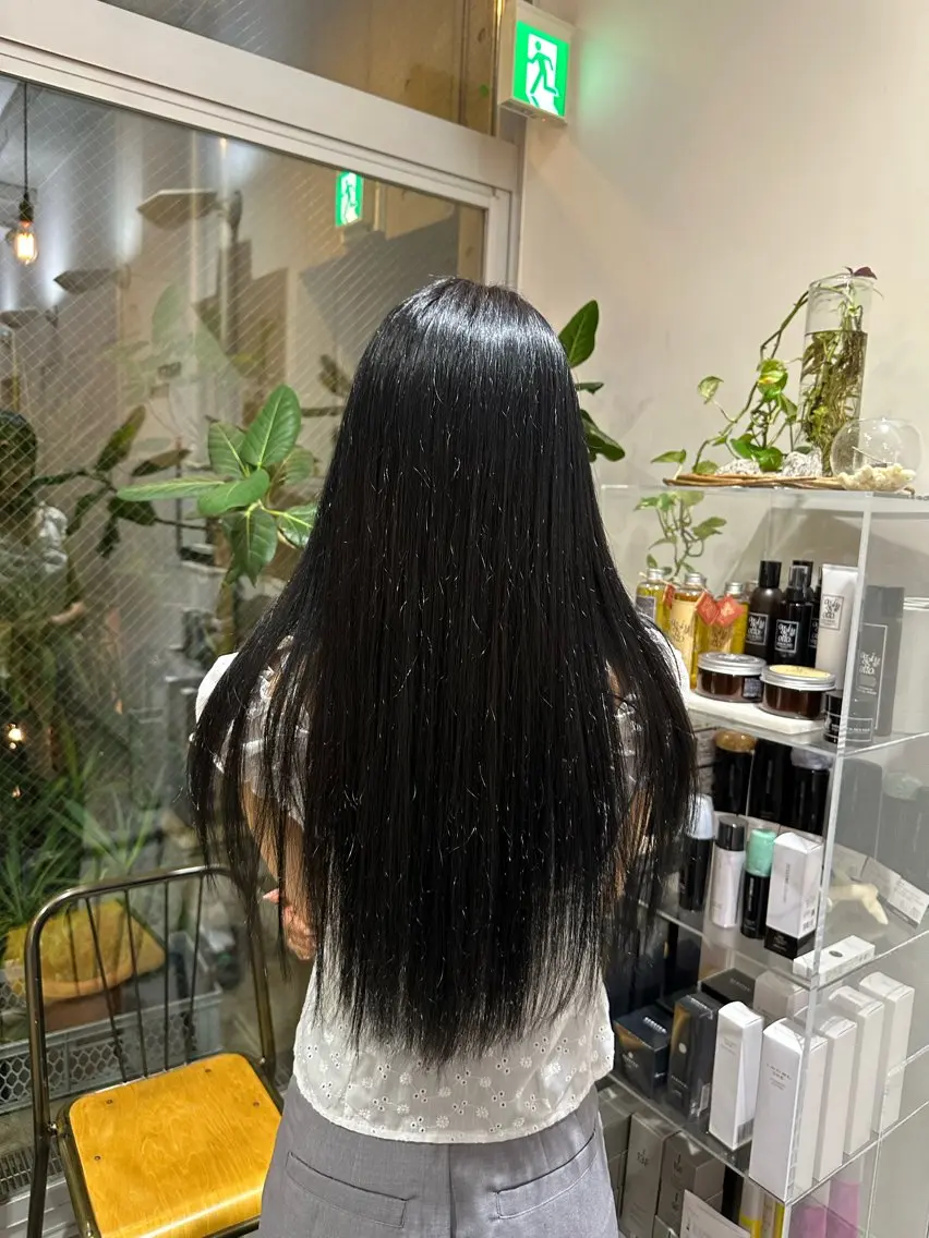 ロング カラー 黒髪 ブルーカラー ブルーブラック 恵比寿/髪質改善/ ショート/森和輝のヘアスタイル