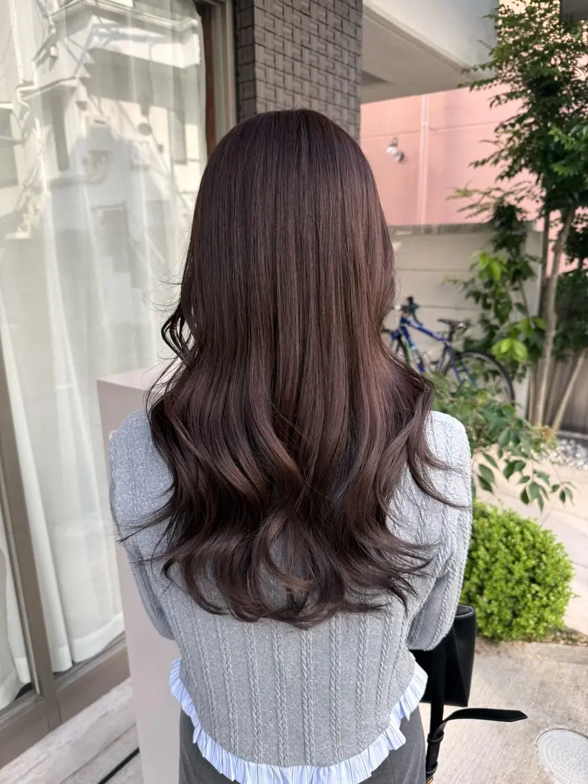 ロング カラー ブラウンカラー ラベンダーカラー カット ヘアカラー トリートメント グレージュ/レイヤー /韓国ヘア/RISAのヘアスタイル