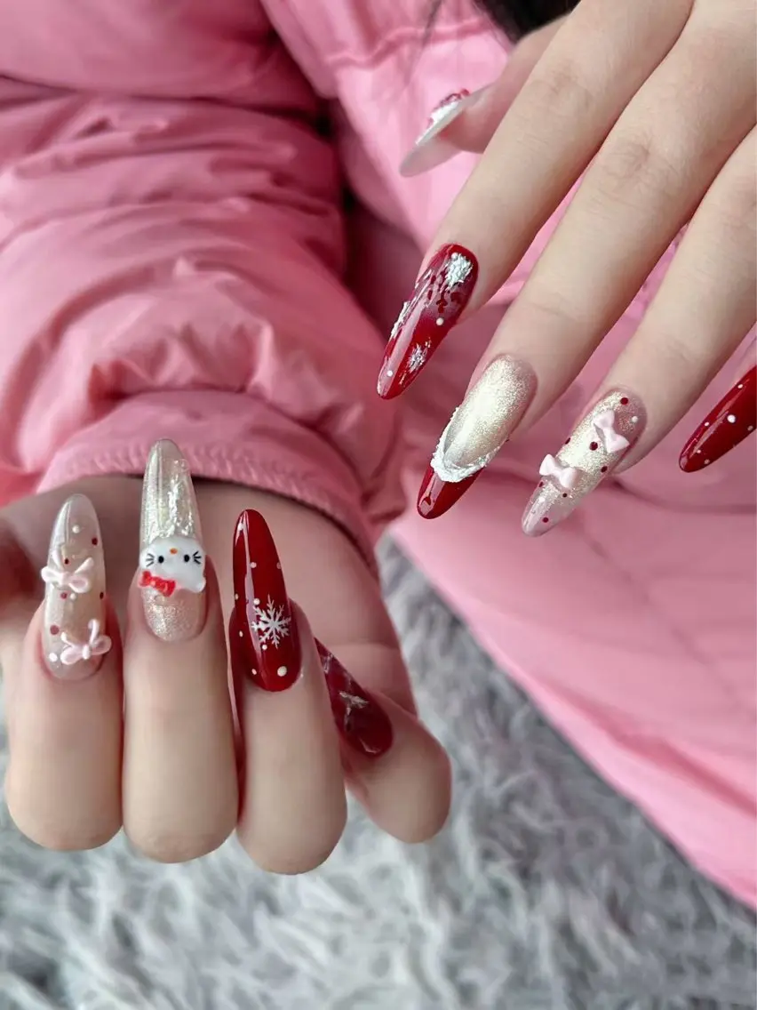 ネイル フラワーネイル フレンチネイル ジェルネイル ガラスフレンチ ハート ハンドネイル BabyYouMi nailのネイルデザイン