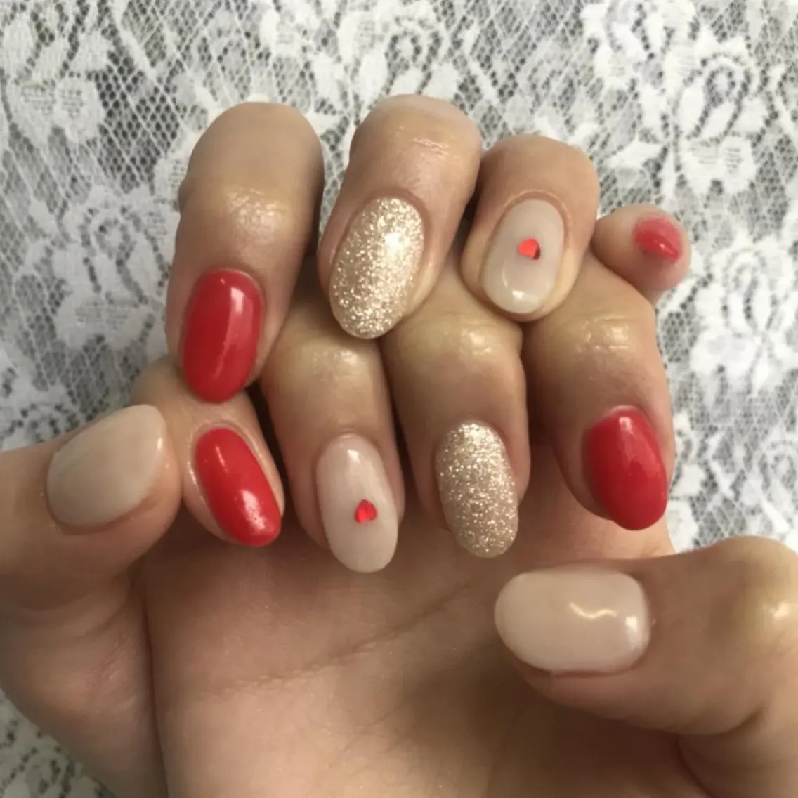 ネイル ガーリー 赤色 lylynail YUUKAのネイルデザイン