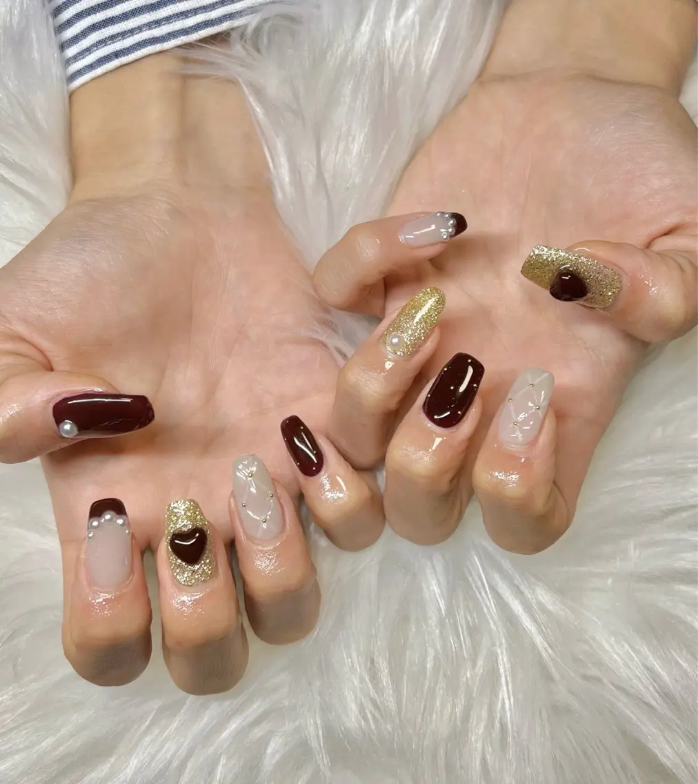 ネイル ボルドー ハンドネイル CHARME 🤎〔RINA〕のネイルデザイン