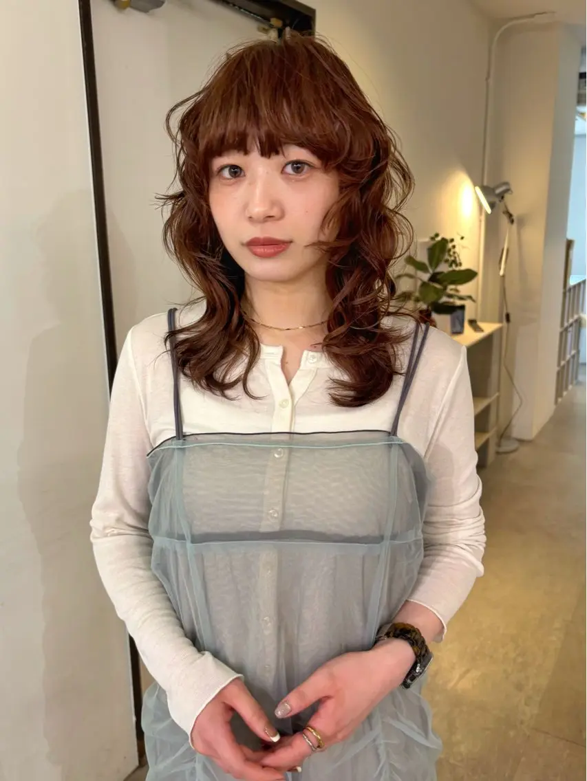 セミロング カラー ヘアカラー mizuki/ピンク ベージュ.レイヤーのヘアスタイル