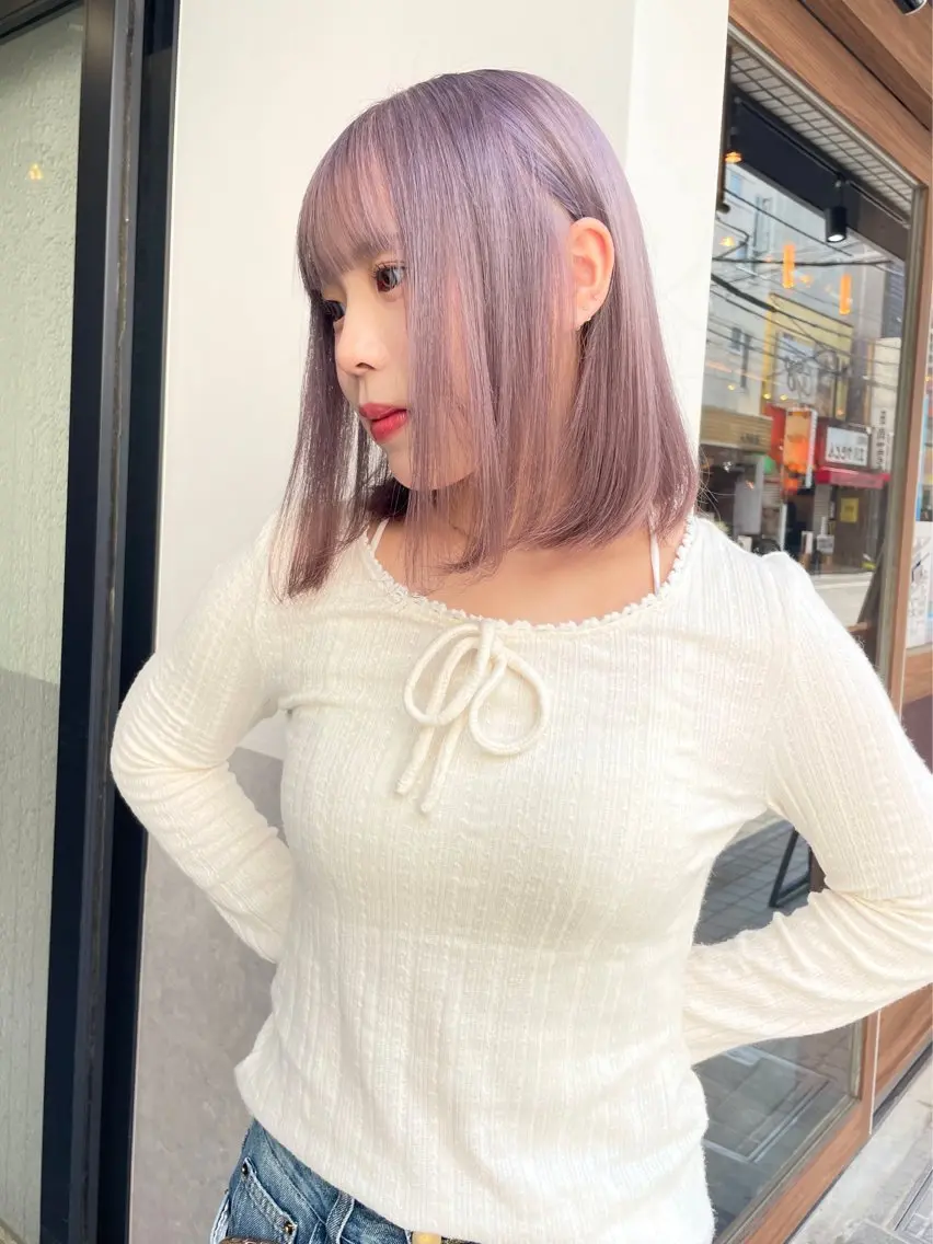 カラー ブリーチ ケアブリーチ デザインカラー ダブルカラー ハイトーンカラー スミレ /コーンロウ /メンズ/ヘアセットのマツエク・マツパデザイン