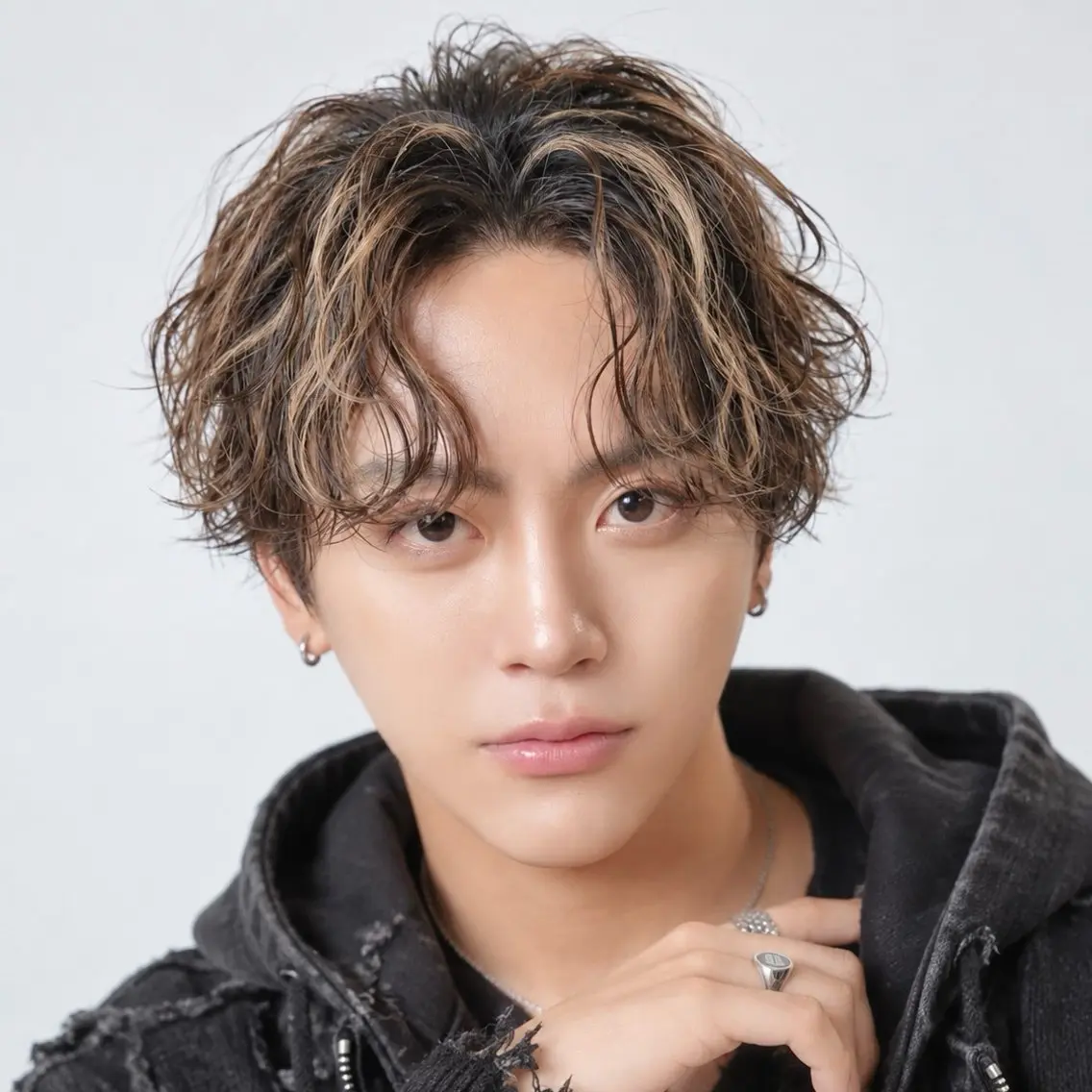 ミディアム カラー パーマ メンズ カット ヘアカラー パーマ トリートメント メンズメッシュパーマ 😈 RIKU渋谷のヘアスタイル