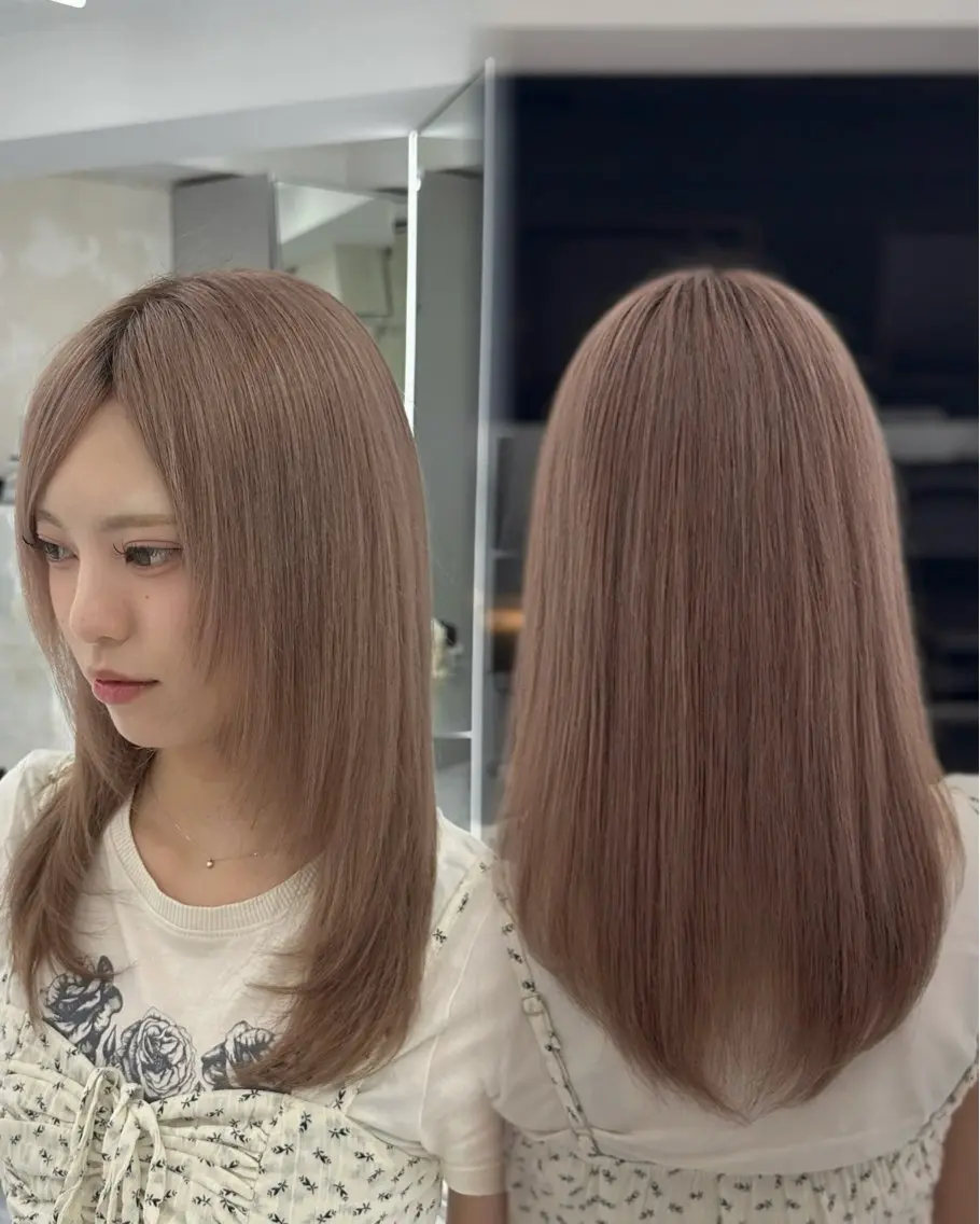 ロング カラー アッシュ ベージュカラー ブリーチ ケアブリーチ ダブルカラー ヘアカラー トリートメント 透明感カラー 💋🩷りなのヘアスタイル