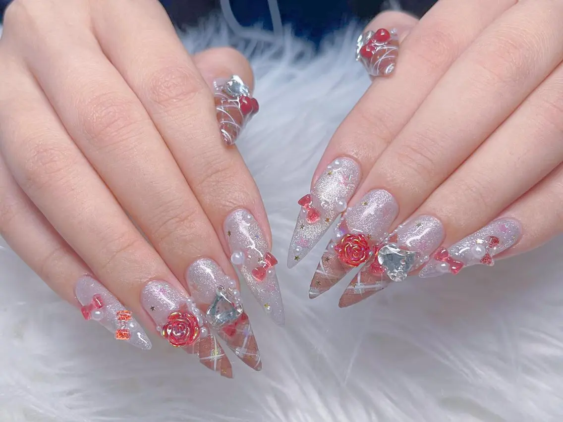 カラー ロング グラデーションカラー 韓国風ヘア ハンドネイル Bling Salonのネイルデザイン