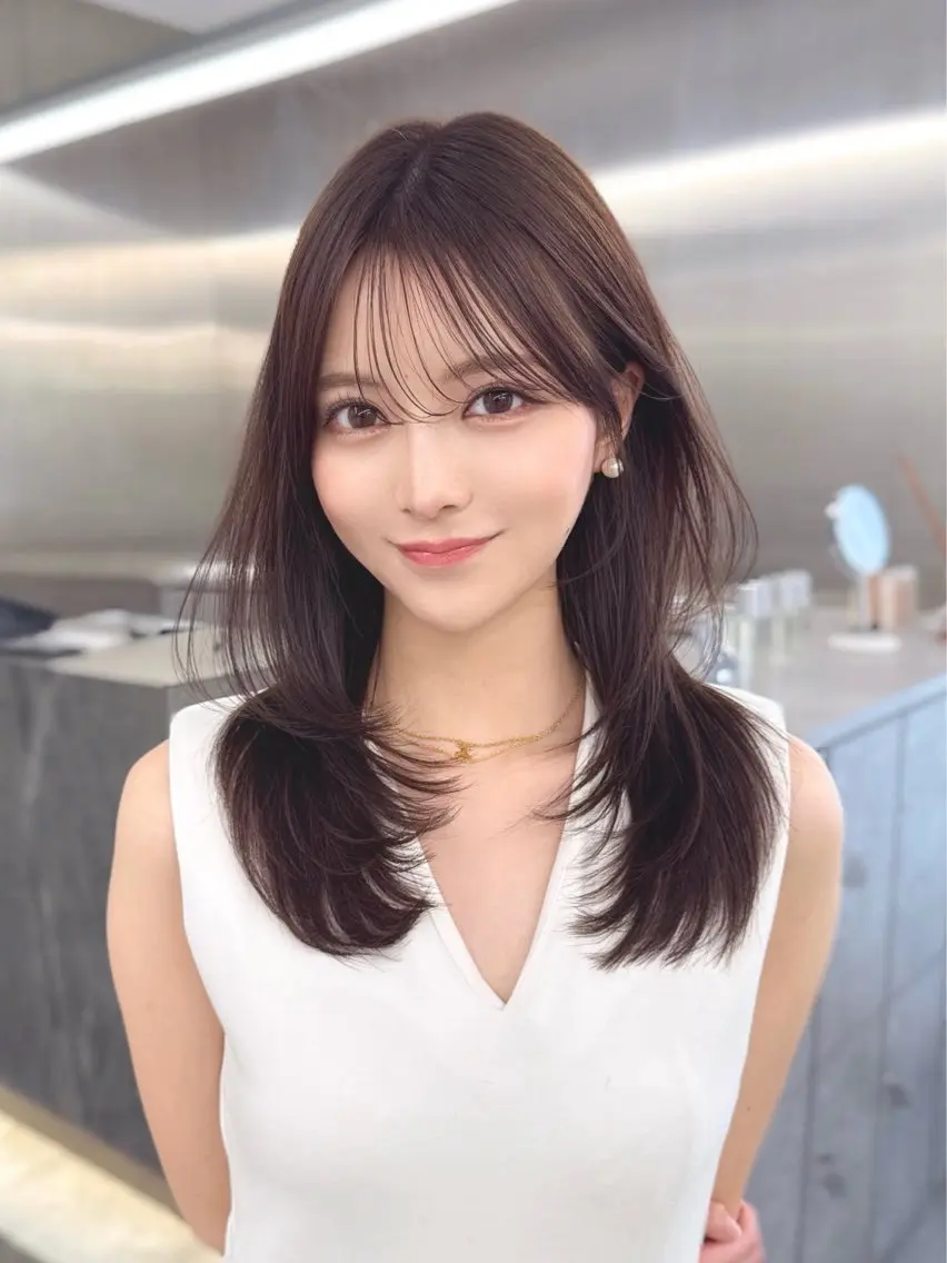 セミロング カラー ヘアアレンジ くびれヘア 韓国風ヘア レイヤーカット レイヤー/韓国風ヘア /倉又大知のヘアスタイル