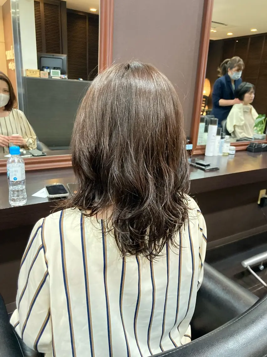 ミディアム パーマ カット パーマ 前之園 ひかるのヘアスタイル