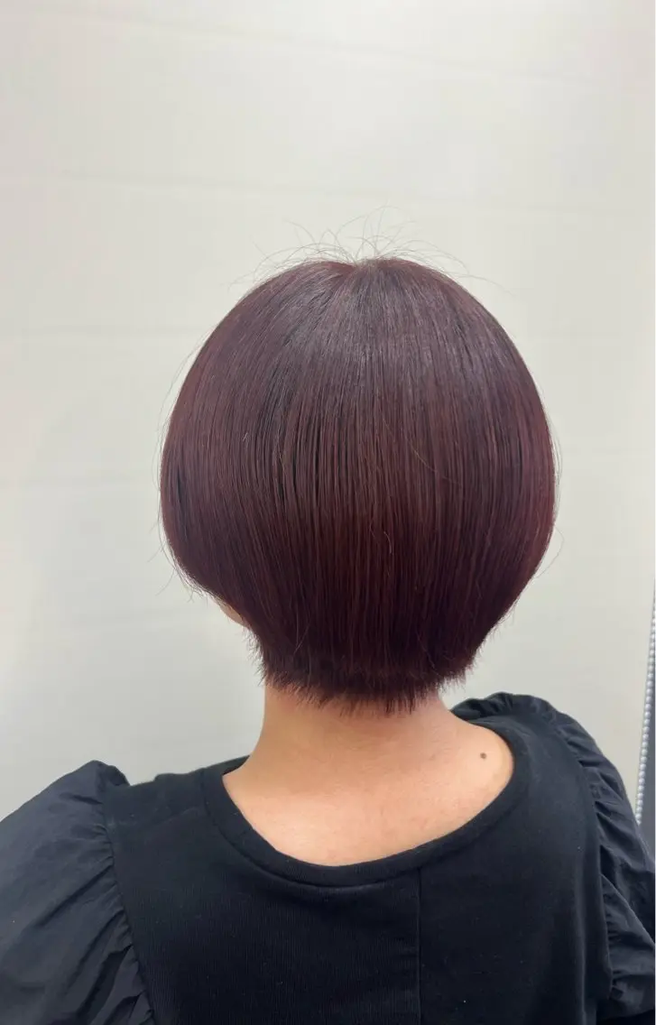 ショート カラー レッドカラー ヘアカラー 本間 絵理奈‎のヘアスタイル