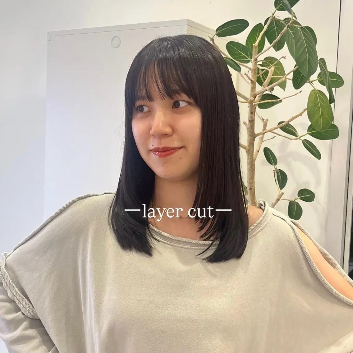 ミディアム カット ヘアカラー レイヤーカット 甲子園口　RINのヘアスタイル