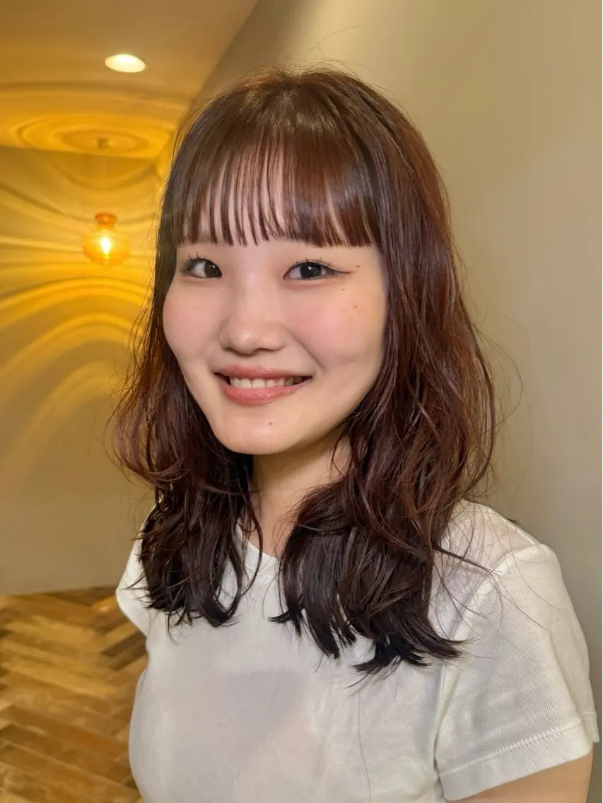セミロング オレンジブラウン ヘアカラー 似合わせカラー/ 松岡茉和🐼🌈🌟のヘアスタイル