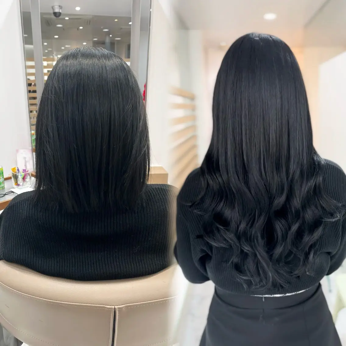 ロング シールエクステ エクステ ロング カット ヘアカラー エクステ 赤み消し透明感カラー オオヤマのヘアスタイル