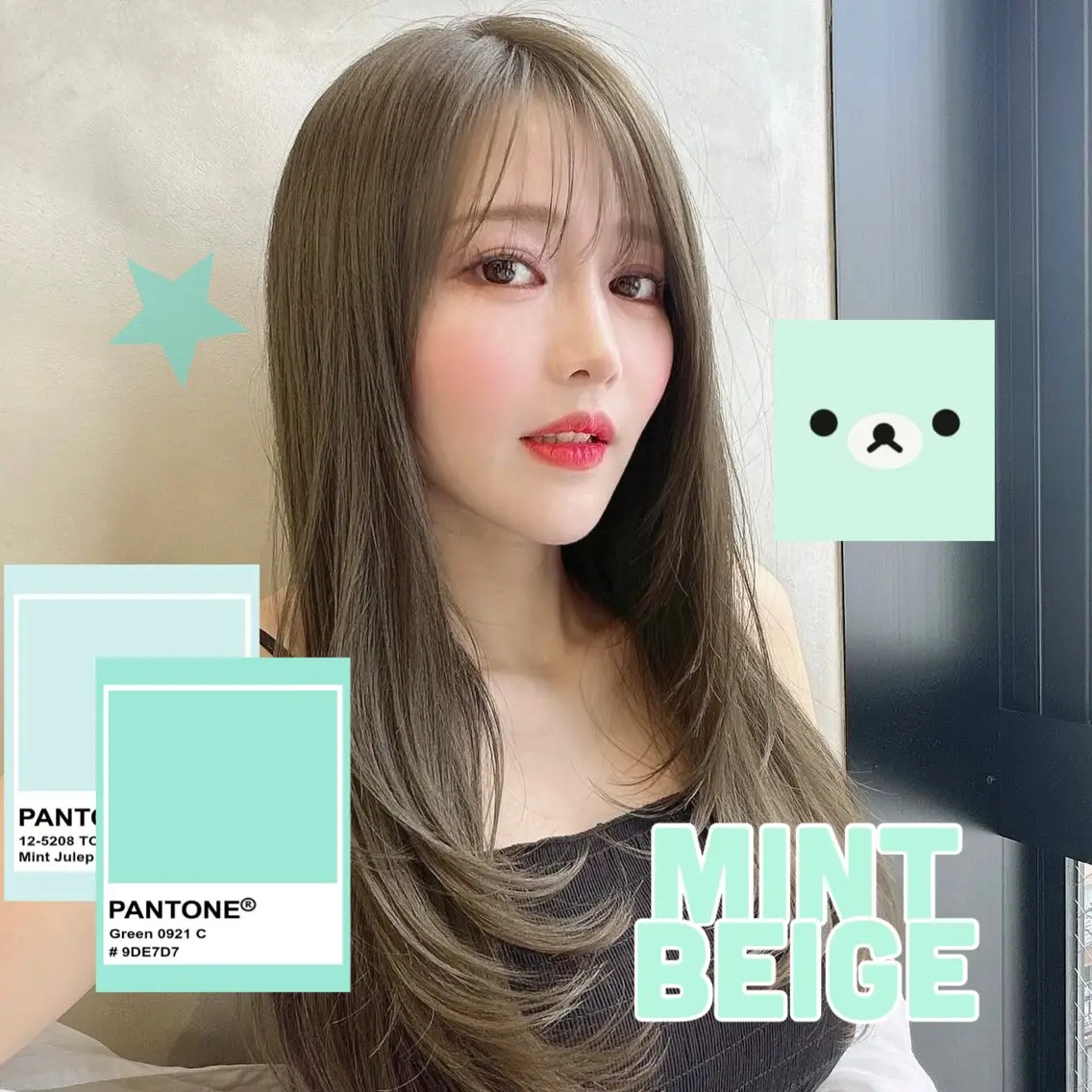 ロング カラー ベージュカラー ブリーチ ダブルカラー ミント ミントベージュ カット ヘアカラー トリートメント 艶髪/ブリーチなし 透明感カラー/たくまのヘアスタイル