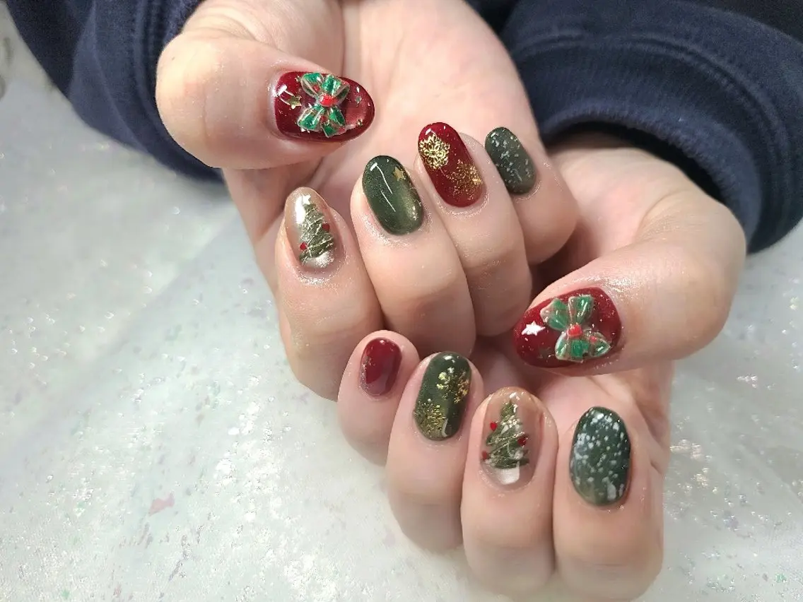 ネイル 冬ネイル クリスマス ハンドネイル アンクル高円寺💅 鈴木のネイルデザイン