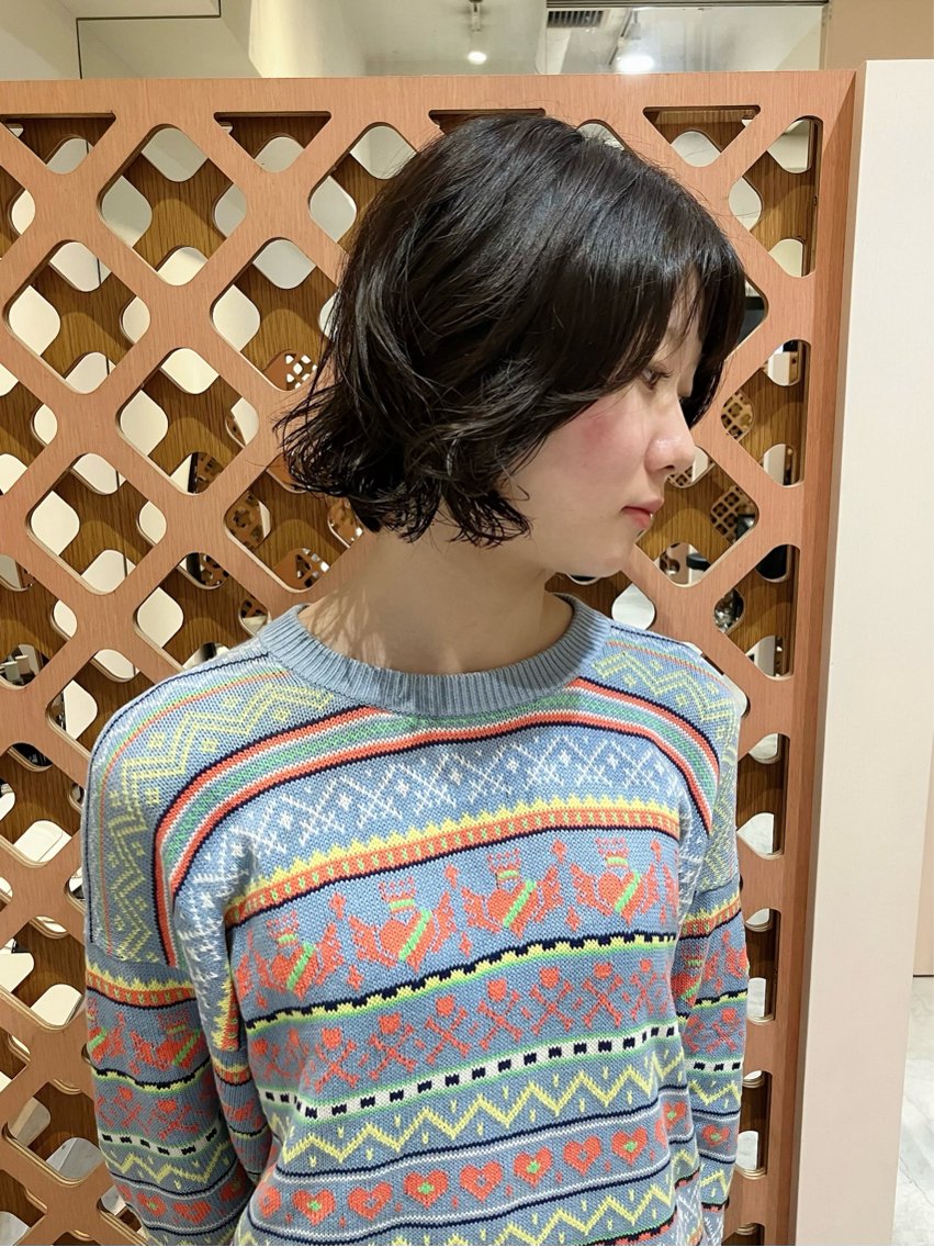 ショート パーマ ボブ カット パーマ 川間 将彦のヘアスタイル