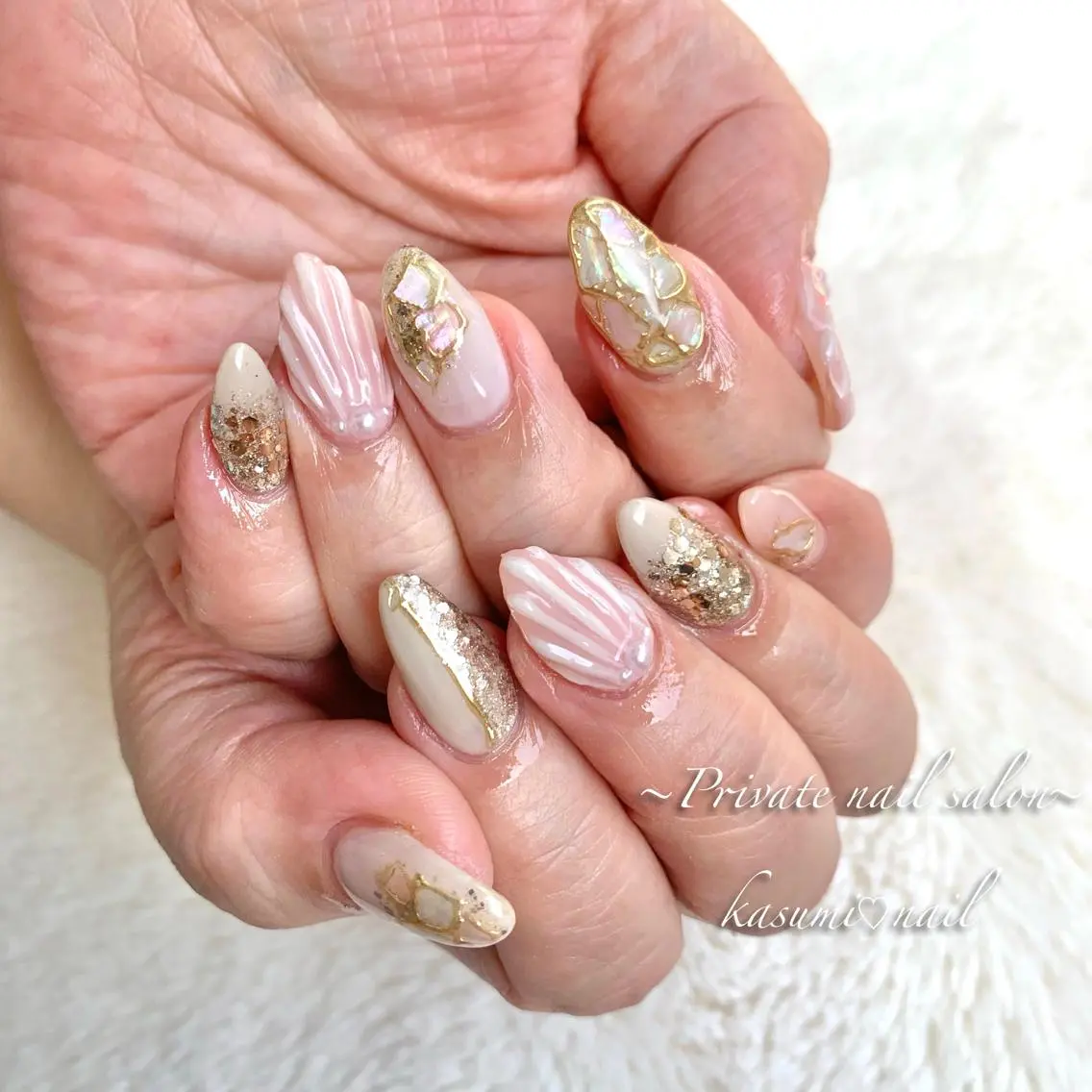 ネイル アートネイル ラメ(グリッター) マグネットネイル ミラーネイル 持ち込み KASUMI♡ Nailのネイルデザイン