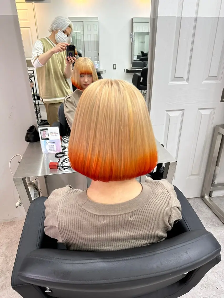 ショート カラー ヘアアレンジ 成人式 狐カラー グラデーションカラー カット ヘアカラー トリートメント ✨錦糸町ブリーチ/ ホワイトカラー皇気✨のヘアスタイル