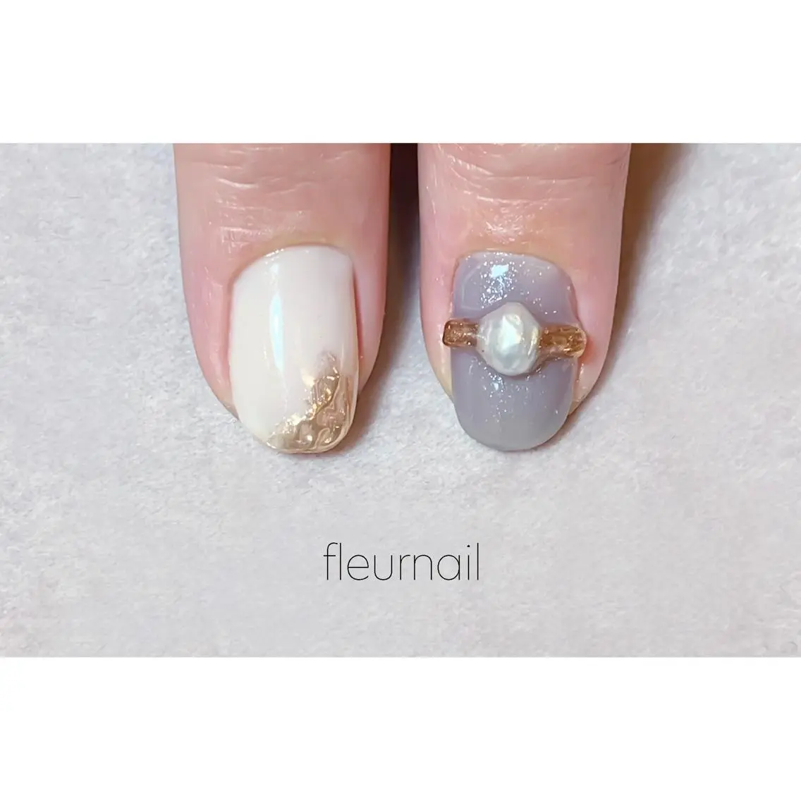 ネイル ブルー 長さ出し ジェルネイル ミラーネイル パラジェル ハンドネイル fleurnail miuraのネイルデザイン