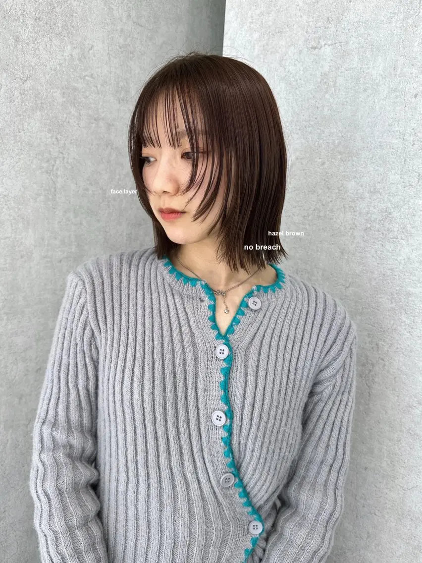 ミディアム カラー カット トリートメント 韓国レイヤーカット/ 艶カラー/ noaのヘアスタイル