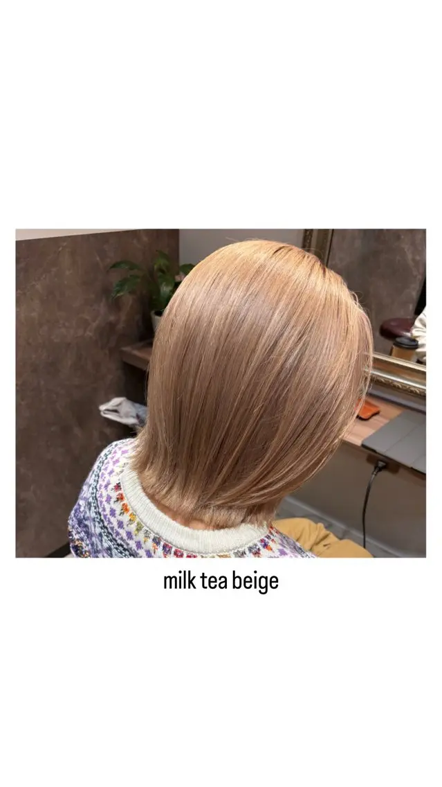 ショート カラー ベージュカラー ミルクティーベージュ ヘアカラー トリートメント hiro【沿線で叶う 似合わせhair】のヘアスタイル