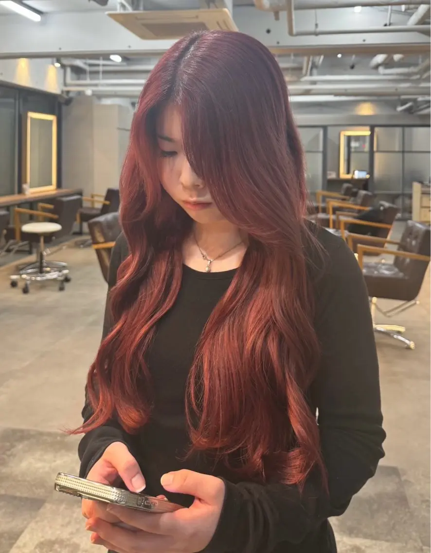 ロング カラー ブリーチ ダブルカラー レッドカラー 髪質改善 ヘアカラー 髪質改善/レイヤー/ 🐣kokoro🌸のヘアスタイル